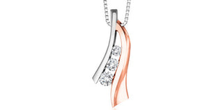 Colgante de diamantes de 0,25 quilates en oro blanco y rosa de 10 quilates, 18"