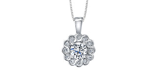 Collar con halo de diamantes canadienses de 0,25 quilates en oro blanco de 14 quilates, 18"