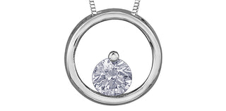 Colgante de oro blanco de 10 quilates con diamantes de 0,075 quilates de talla redonda, 18"