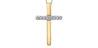 Colgante de cruz de diamantes de 0,02 quilates en oro amarillo de 10 quilates, 18"