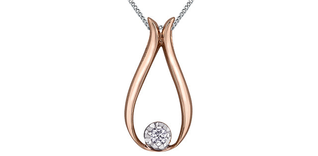 Collar de diamantes canadienses de 0,034 quilates en oro rosa de 10 quilates