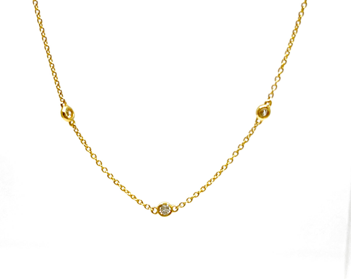 14K Yellow Gold 0.36cttw Bezel Set Diamond Necklace - 17 Inches