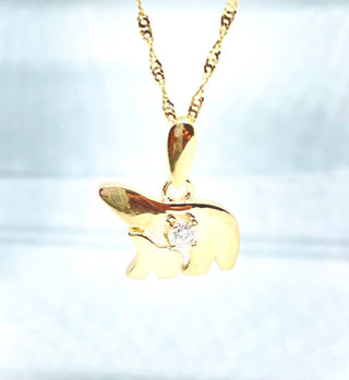 Collar de oro amarillo de 14 quilates con diamantes de 0,24 quilates para madre y cachorro con cadena Singapur (cierre de resorte), ajustable de 16 y 18 pulgadas