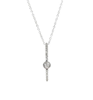 Collar de diamantes de oro blanco de 10 quilates de 0,11 quilates con cadena tipo cable (cierre de resorte) - Ajustable de 17 a 18 pulgadas