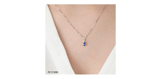 10K White Gold Genuine Tanzanite & Diamond Pendant - 18"