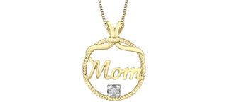 Collar MOM con diamantes de 0,02 quilates en oro amarillo de 10 quilates - 18"