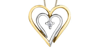 Colgante en forma de corazón con diamantes canadienses de 0,04 quilates en oro amarillo de 10 quilates, 18"