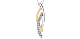 Collar de diamantes de 0,11 quilates en oro blanco y amarillo de 10 quilates, 18"