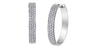10K White Gold 0.50cttw Diamond Hoop Huggie Hinged Earring