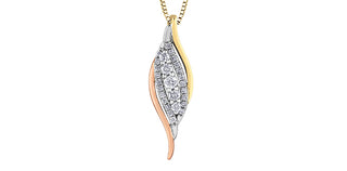 Colgante de diamantes de 0,21 quilates en oro blanco, amarillo y rosa de 10 quilates, 18"
