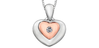 Collar de diamantes en oro rosa de 10 quilates y plata de ley