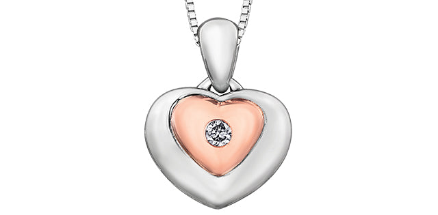 10K Rose Gold &amp; Sterling Silver Diamond Necklace