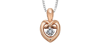Colgante en forma de corazón con diamantes de 0,017 quilates en oro rosa y blanco de 10 quilates, 18"
