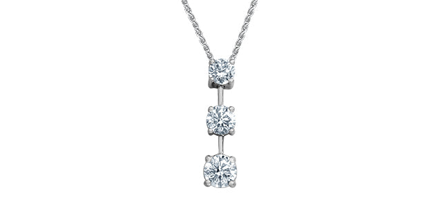 14K White Gold 1.51cttw Lab Grown Diamond Solitaire Necklace with Rolo Chain (Lobster Clasp) - Adjustable 16 - 18 Inches