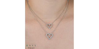10K White Gold 0.75cttw Diamond Heart Pendant, 18"