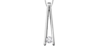 10K White Gold 0.086cttw Canadian Diamond Necklace, 18"
