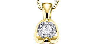Colgante con solitario de diamante canadiense de 0,30 quilates en oro amarillo de 14 quilates, 18"