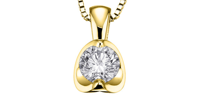 14K Yellow Gold 0.30cttw Canadian Diamond Solitaire Pendant, 18&quot;