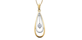 Collar de diamantes canadienses de 0,10 quilates en oro blanco y amarillo de 10 quilates, 18"