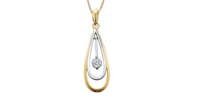 Collar de diamantes canadienses de 0,10 quilates en oro blanco y amarillo de 10 quilates, 18&quot;