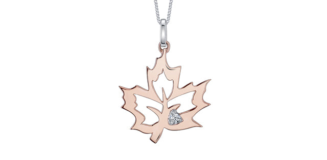 10K Rose Gold 0.02cttw Canadian Diamond Pendant, 18&quot;