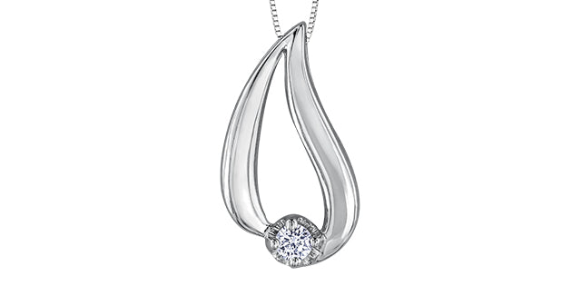 10K White Gold 0.035cttw Canadian Diamond Necklace, 18&quot;