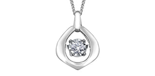 10K White Gold 0.02cttw Diamond Pulse Pendant, 18"
