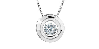 Colgante de plata de ley con diamante canadiense de 0,24 quilates de talla redonda, 18"