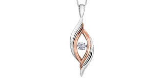 Colgante de plata de ley y oro rosa de 10 quilates con diamantes de 0,125 quilates, 18"
