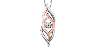 Colgante de plata de ley y oro rosa de 10 quilates con diamantes de 0,231 quilates, 18"