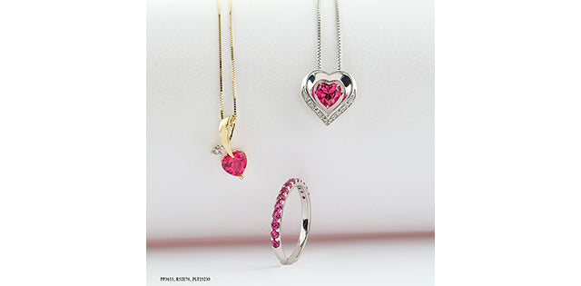 Sterling Silver Created Ruby and Diamond Pulse Necklace, 18&quot;