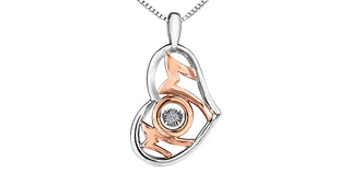 Colgante de plata de ley y oro rosa de 10 quilates con diamantes de 0,02 quilates, 18 pulgadas