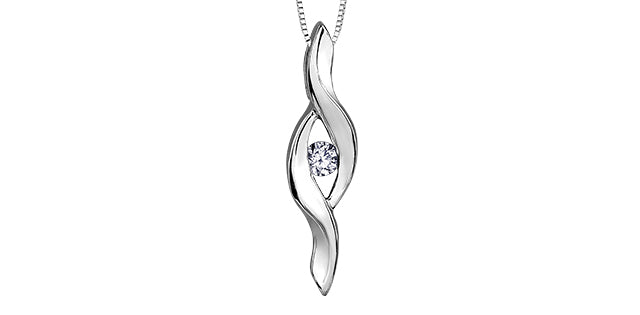 10K White Gold 0.05cttw Canadian Diamond Pendant, 18&quot;