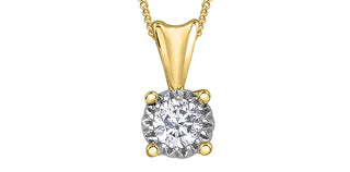 Colgante de diamantes con engaste de ilusión de 4 garras de 0,07 quilates en oro amarillo de 10 quilates