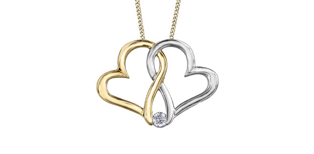 Colgante de corazón/infinito con diamantes canadienses de 0,04 quilates en oro blanco y amarillo de 10 quilates, 18&quot;