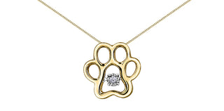 Collar de diamantes con estampado de pata de oro blanco, amarillo o rosa de 10 quilates