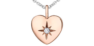 10K Rose & White Gold 0.027cttw Canadian Diamond Heart Pendant, 18"