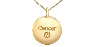 Colgante de cáncer de oro amarillo de 10 quilates con diamantes de 0,006 quilates, 18"