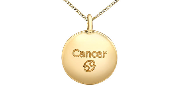 Colgante de cáncer de oro amarillo de 10 quilates con diamantes de 0,006 quilates, 18&quot;