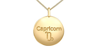Colgante Capricornio con diamantes de 0,01 quilates en oro amarillo de 10 quilates, 18"
