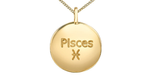 Colgante Piscis con diamantes de 0,009 quilates en oro amarillo de 10 quilates, 18&quot;