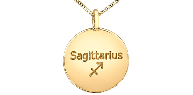 10K Yellow Gold 0.01cttw Diamond Sagittarius Pendant, 18&quot;