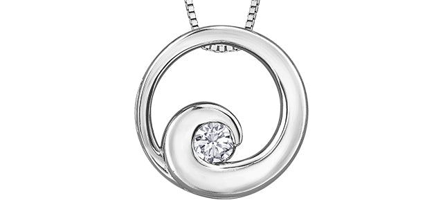 14K White Gold 0.14cttw Canadian Diamond Necklace - 18&quot;