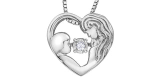 Colgante de mamá con diamantes de 0,03 quilates en plata de ley, 18"