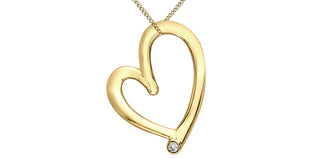 Colgante en forma de corazón con diamantes de 0,01 quilates en oro amarillo de 10 quilates, 18"