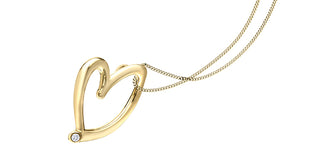 Colgante en forma de corazón con diamantes de 0,01 quilates en oro amarillo de 10 quilates, 18"