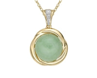 10K Gold Jadeite And Diamond Pendant