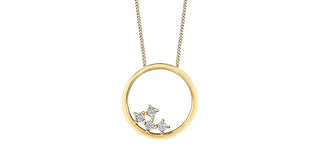 Collar circular de diamantes de 0,02 quilates en oro amarillo de 10 quilates - 18 pulgadas