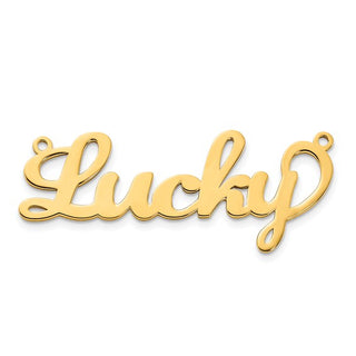 Gold 'Lucky' pendant on a white background
