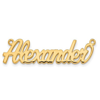 Gold 'Alexander' name pendant on a white background